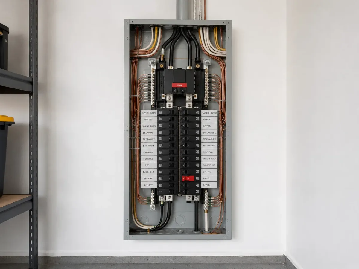 Completed residential electrical panel upgrade by Westside Comfort Solutions in Renton, WA